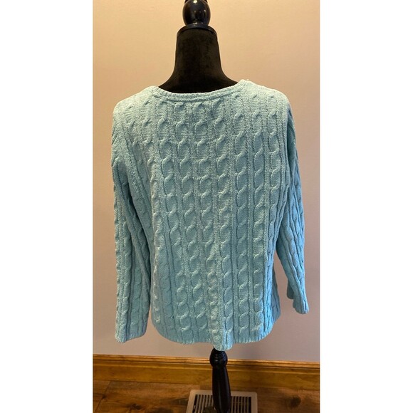 Croft & Barrow Sweater Crewneck Cable Knit Size Large Aqua  Green Super Soft! - Picture 5 of 10
